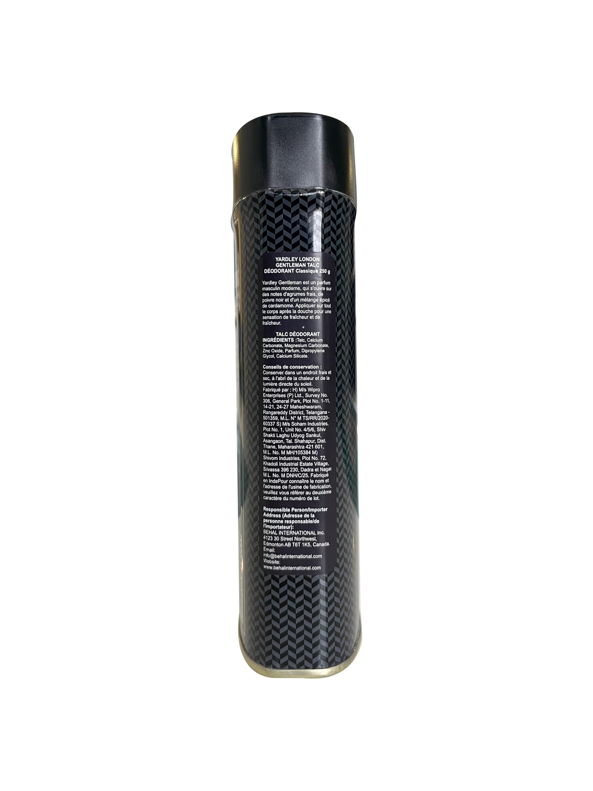 Yardley Gentleman Classic perfumed body talc for men packaging detail