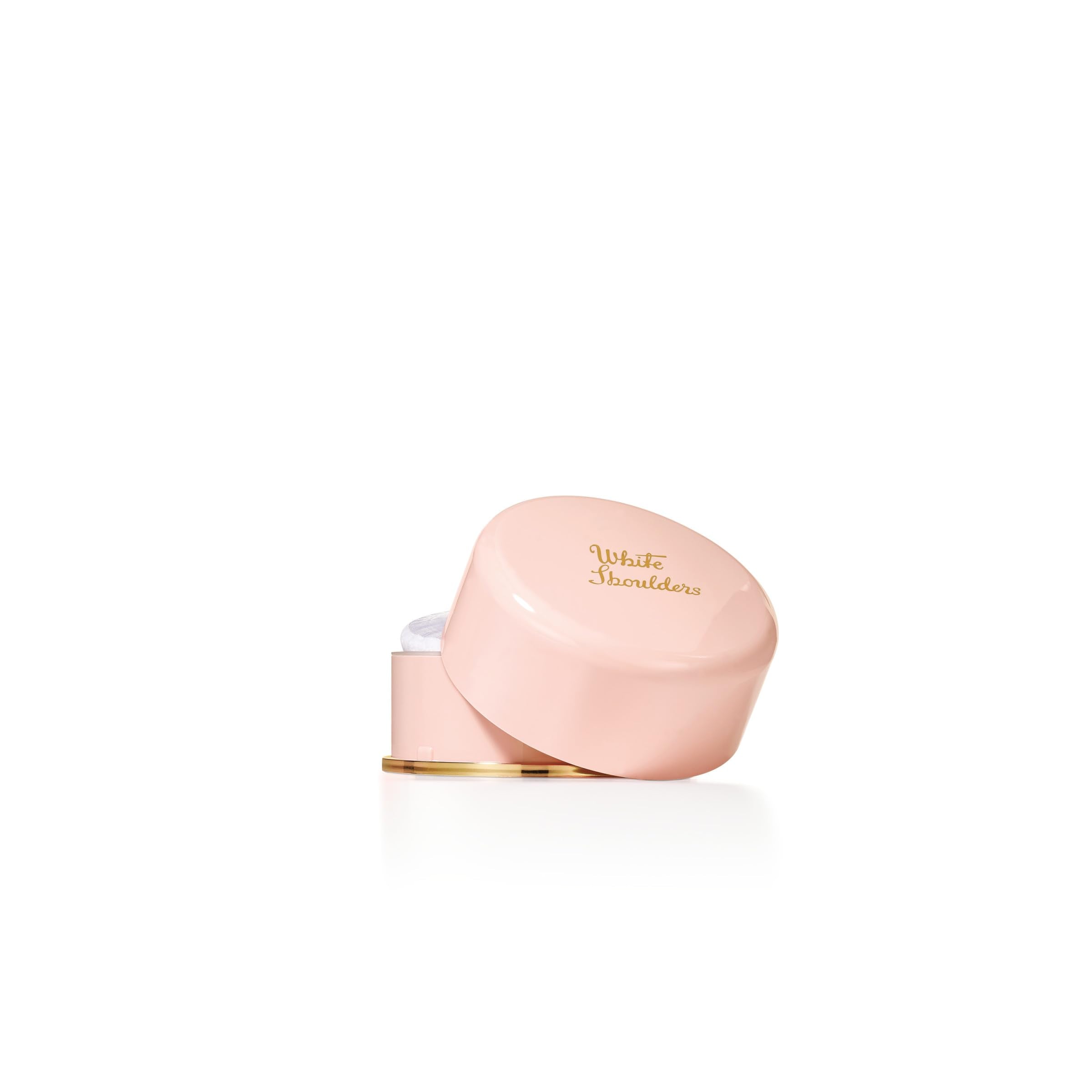 Evyan White Shoulders body dusting powder container with soft puff applicator
