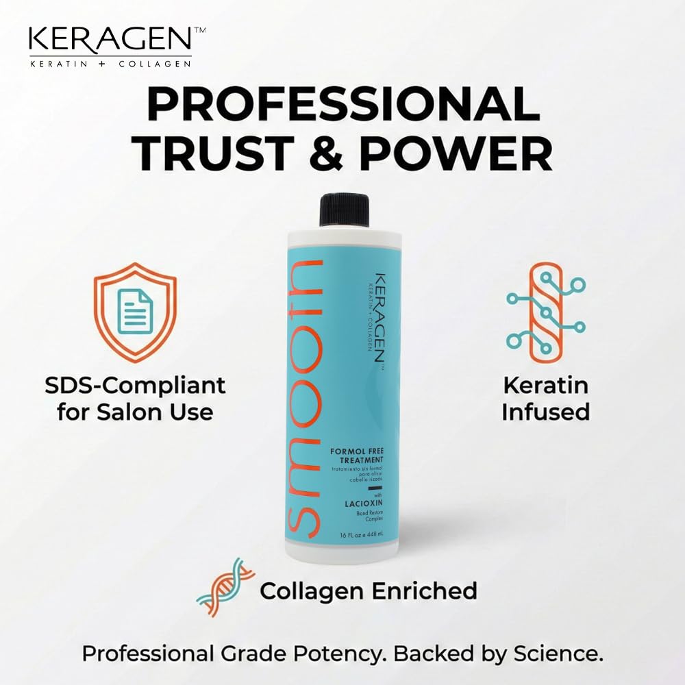 Professional hair smoothing results using Keragen treatment