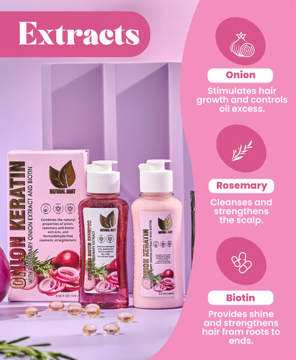 Natural Sant onion keratin treatment 120ml size comparison
