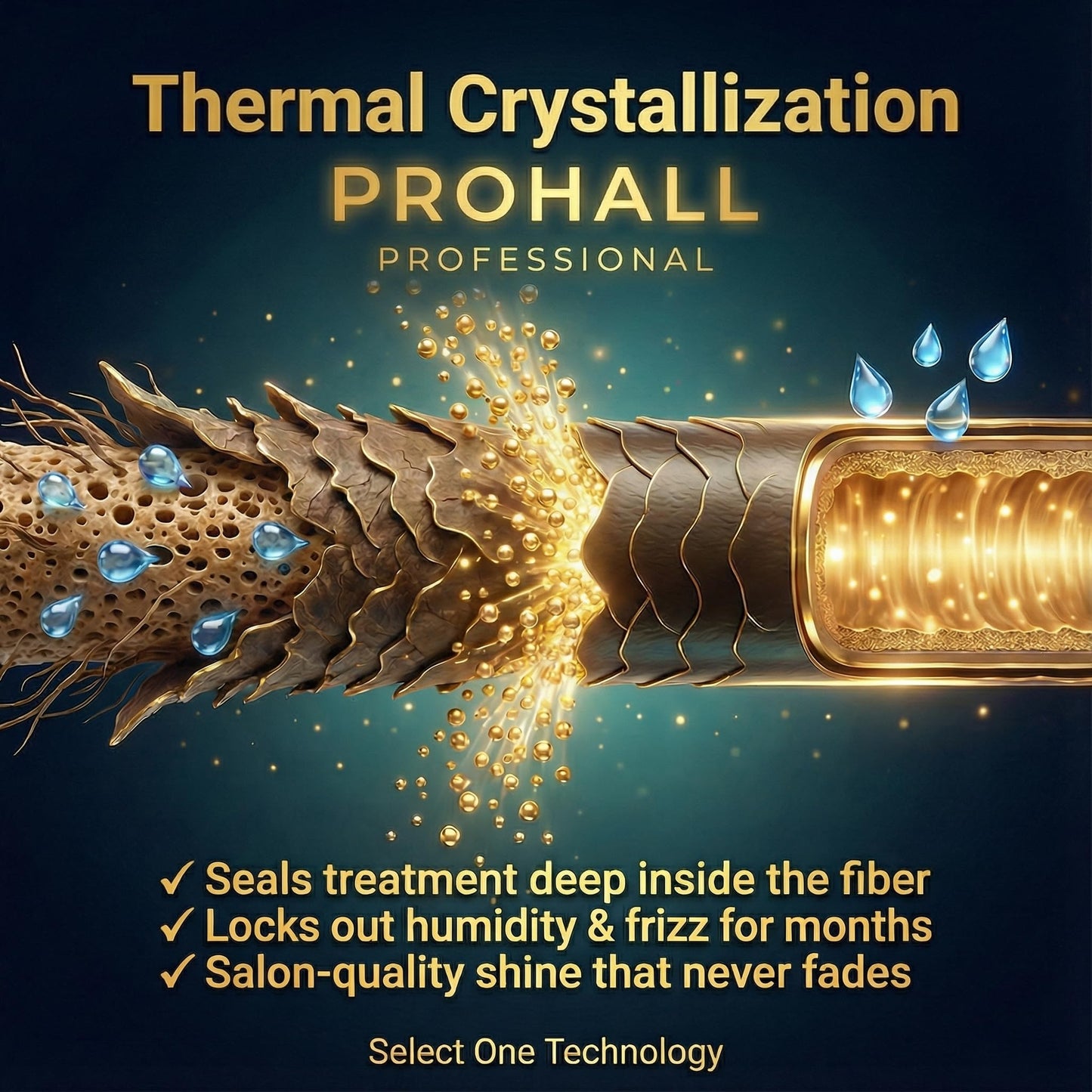 Side profile of Prohall Select One keratin bottle