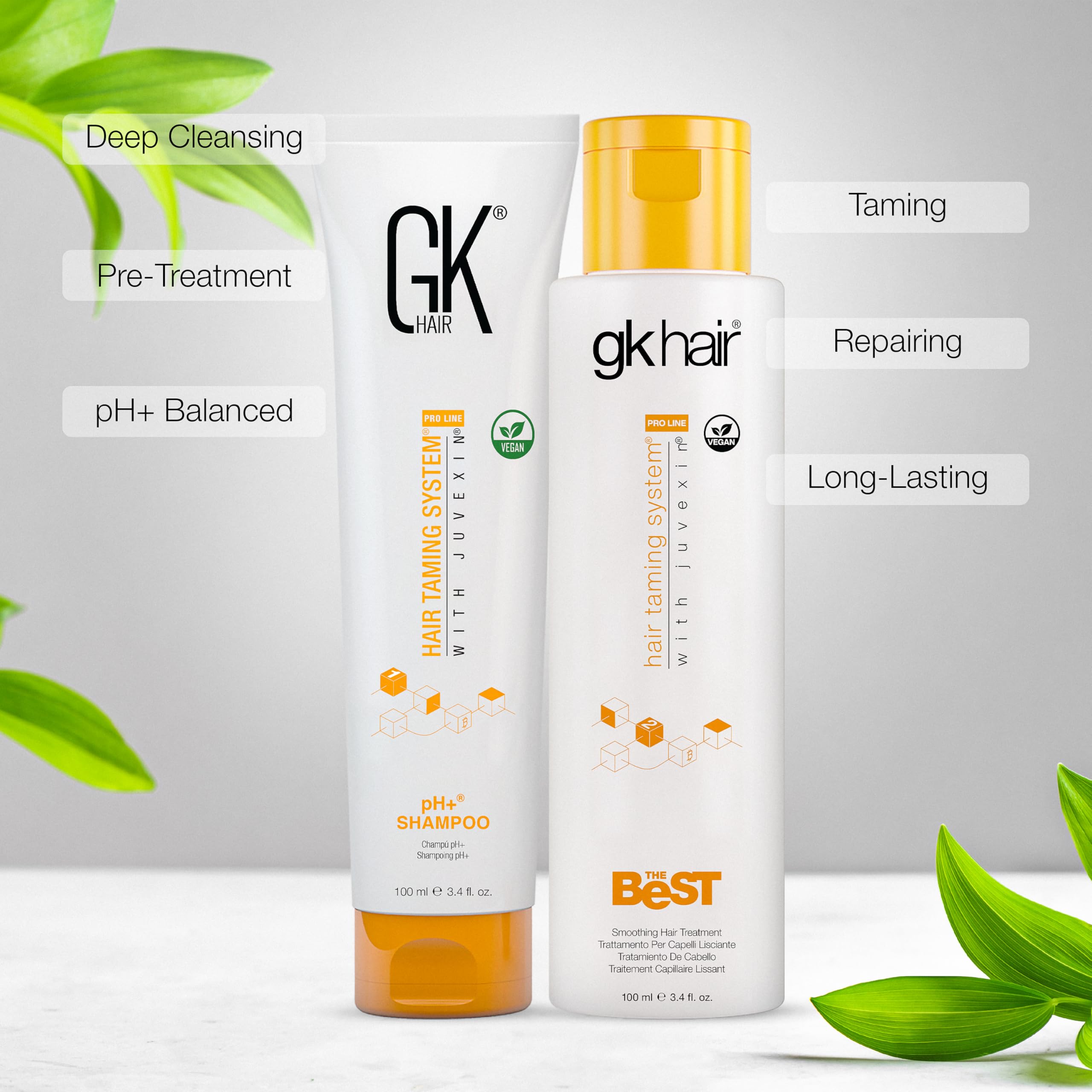 GK Hair keratin kit and pH clarifying shampoo 100ml bottles