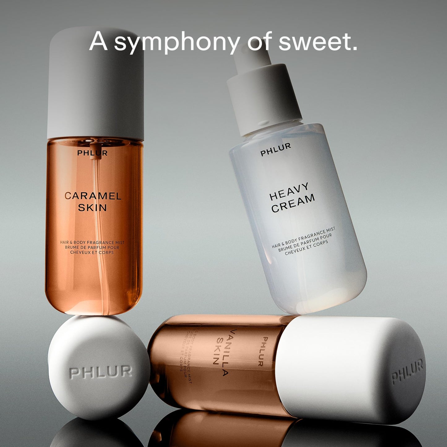 Close up of Phlur Vanilla Skin bottle in the Sweet Skin travel set