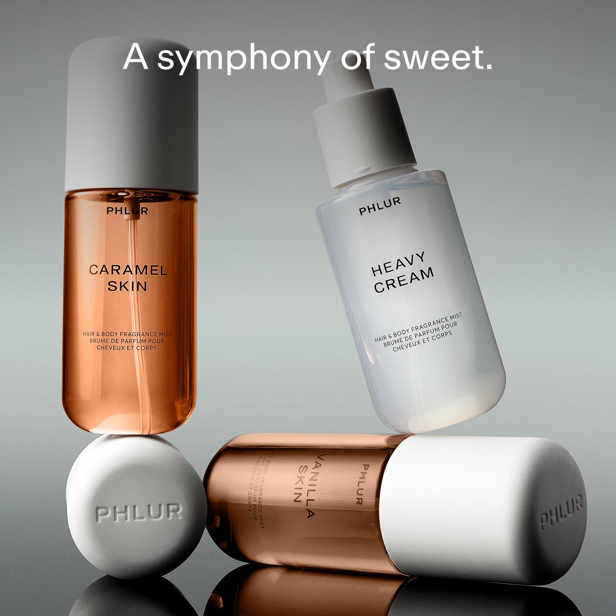 Close up of Phlur Vanilla Skin bottle in the Sweet Skin travel set