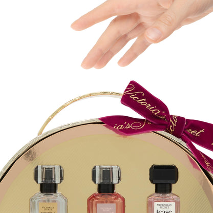 The elegant gold packaging of the Victoria's Secret fragrance set