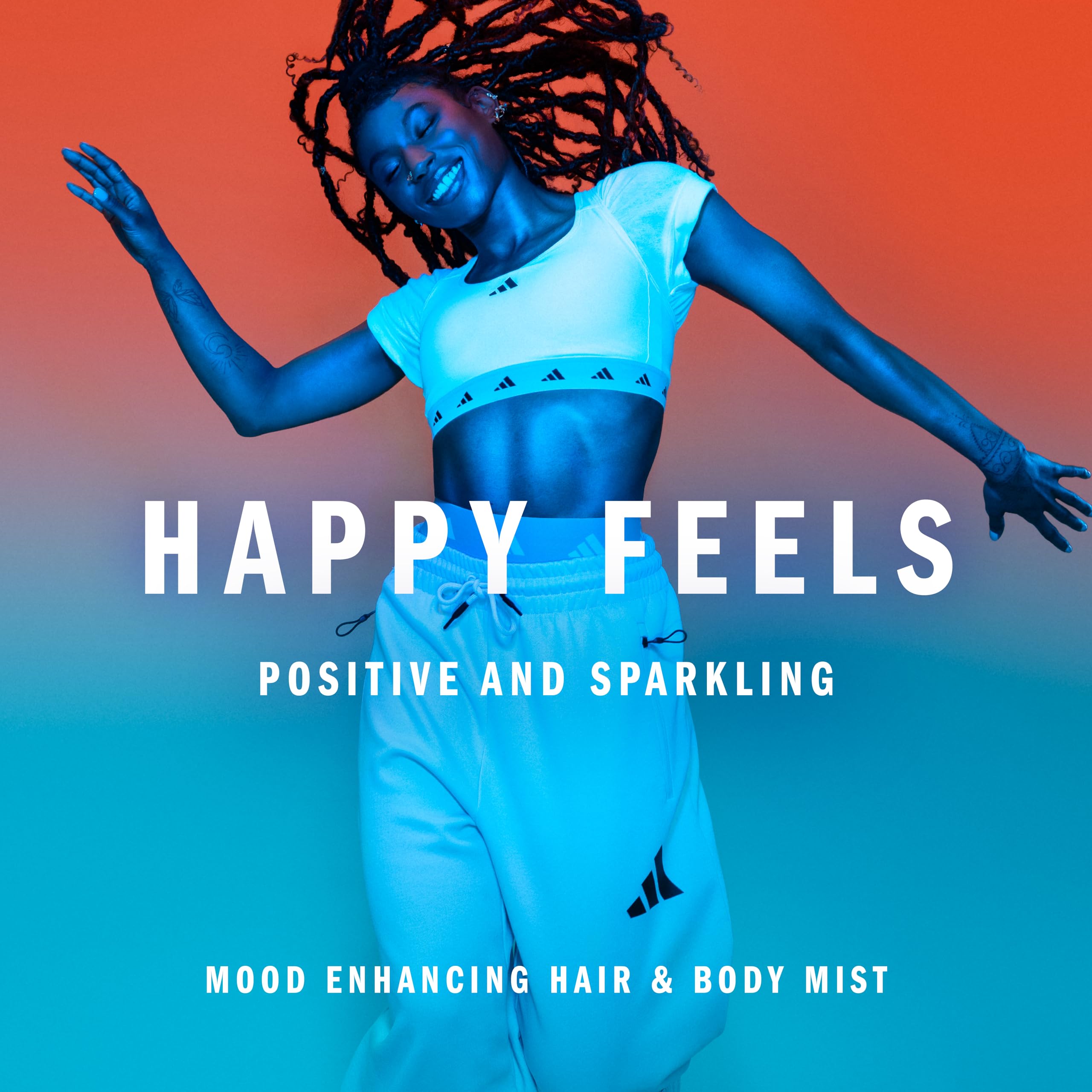 Adidas Vibes Happy Feels mist pink and blue gradient packaging