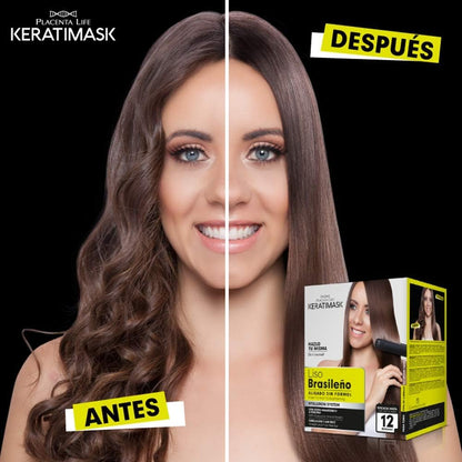 Professional hair smoothing results using Placenta Life Keratimask kit