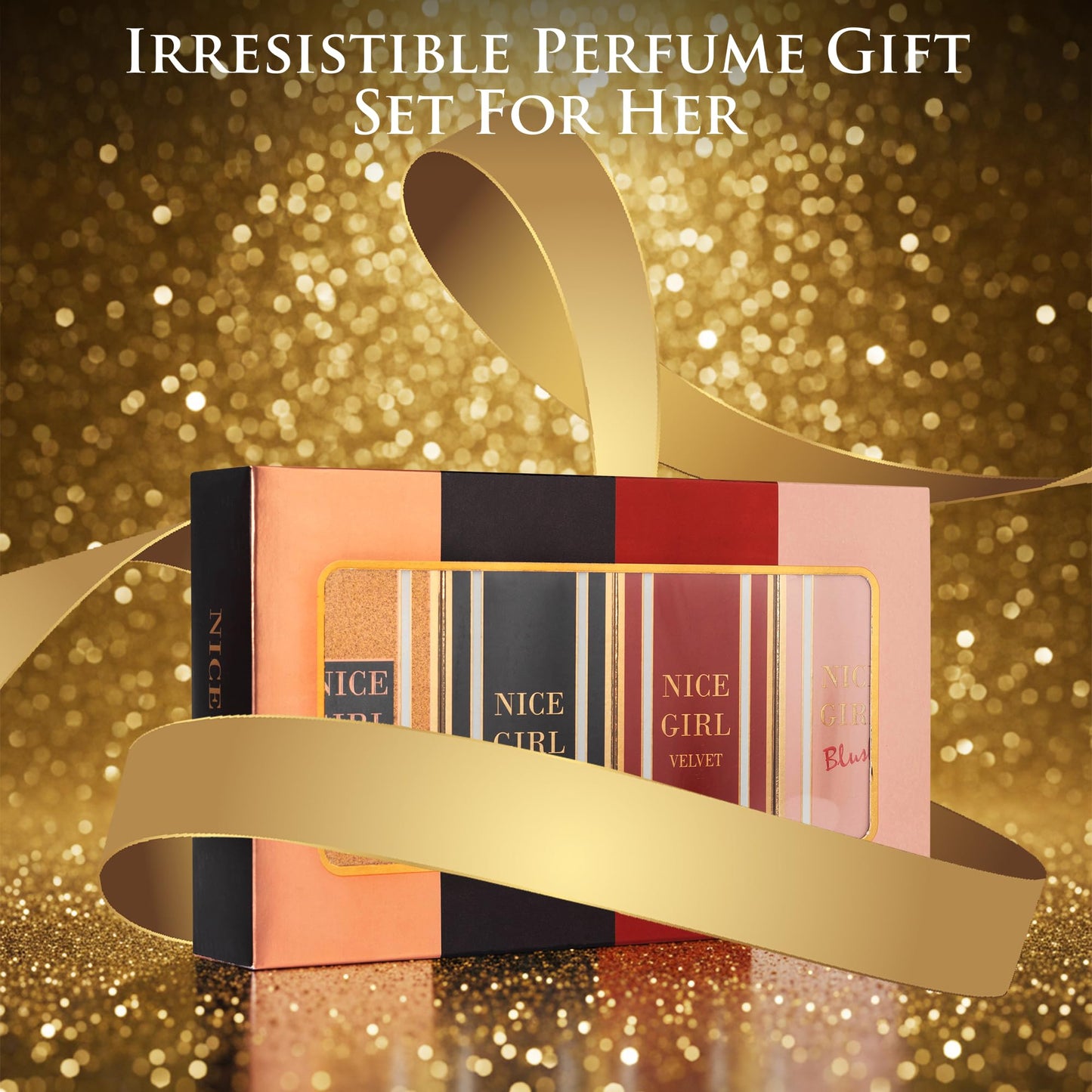 Urban Collection Nice Girl perfume set displayed on vanity