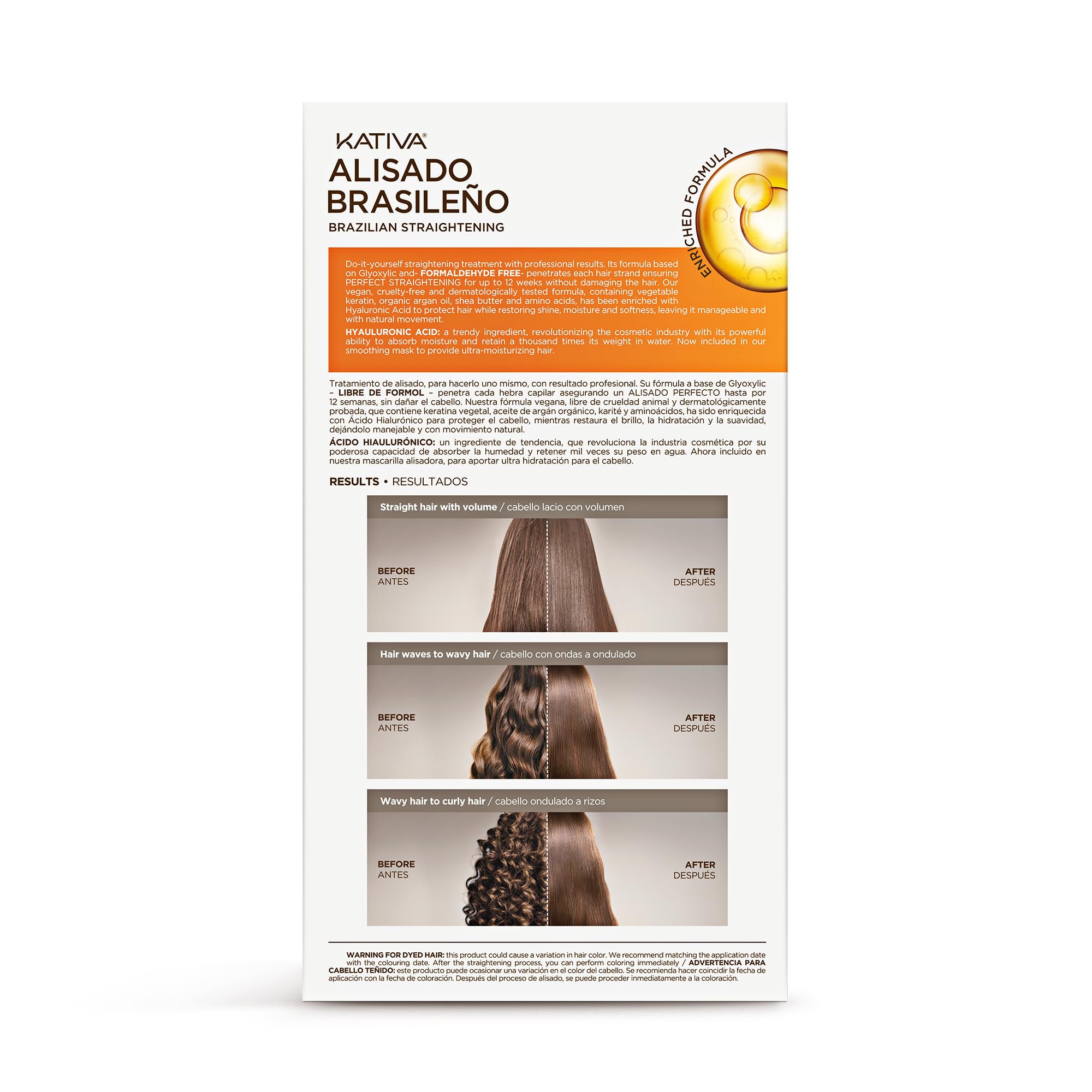 Kativa formaldehyde-free hair straightening kit contents