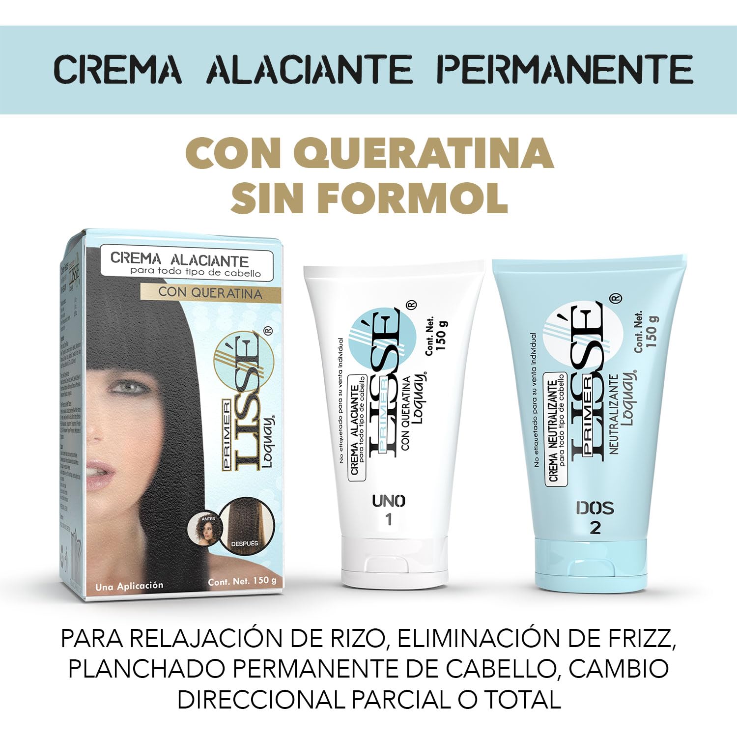Loquay Lisse alaciante permanente back label instructions and details
