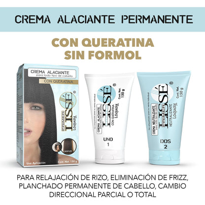 Loquay Lisse alaciante permanente back label instructions and details
