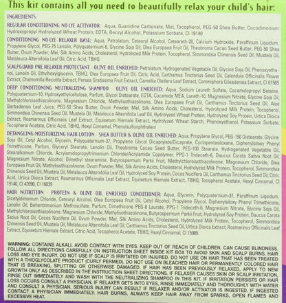 Detailed view of Africa's Best Kids no-lye relaxer kit packaging