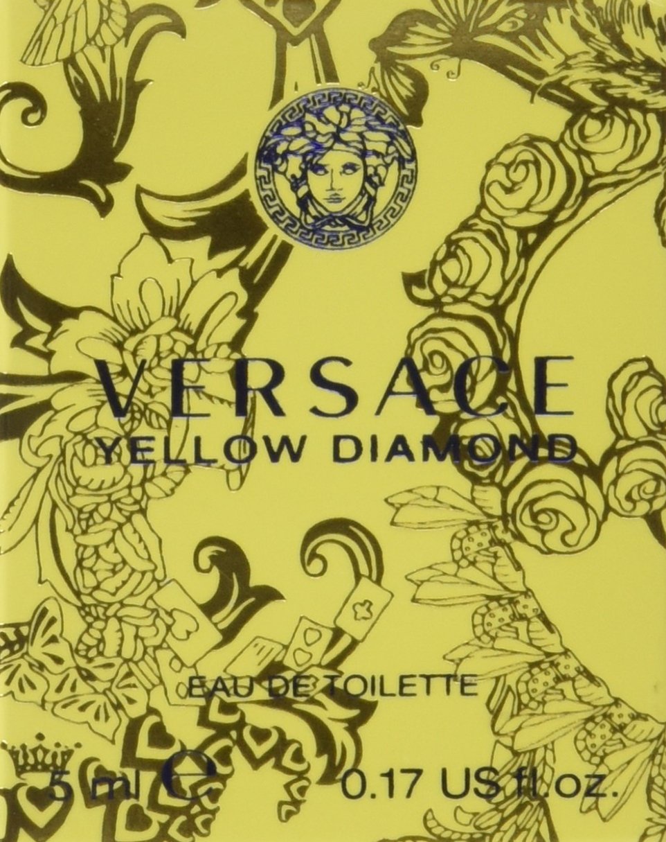 Versace Yellow Diamond travel size perfume bottle standing upright on a clean reflection surface