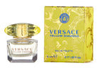 Versace Yellow Diamond 0.17 Fluid Ounce bottle next to its signature yellow retail packaging box