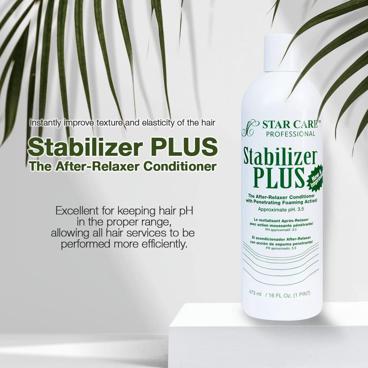 STAR CARE post chemical treatment hair stabilizer bottle illustrating the foaming action feature.
