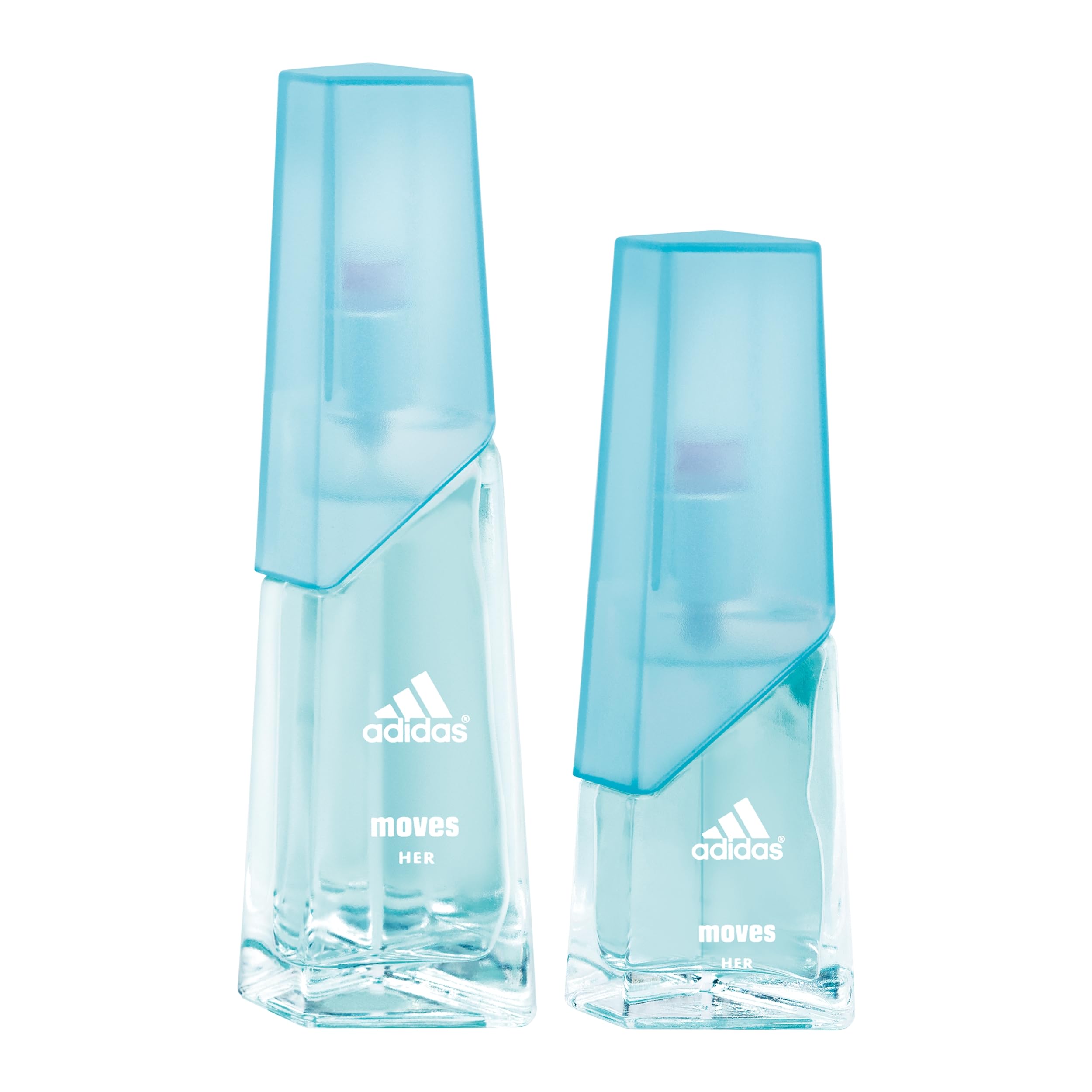Adidas Moves For Her Eau De Toilette bottles side by side