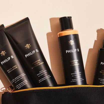 Philip B Forever Shine glossing and smoothing hair wash fluid ounce bottle scale view