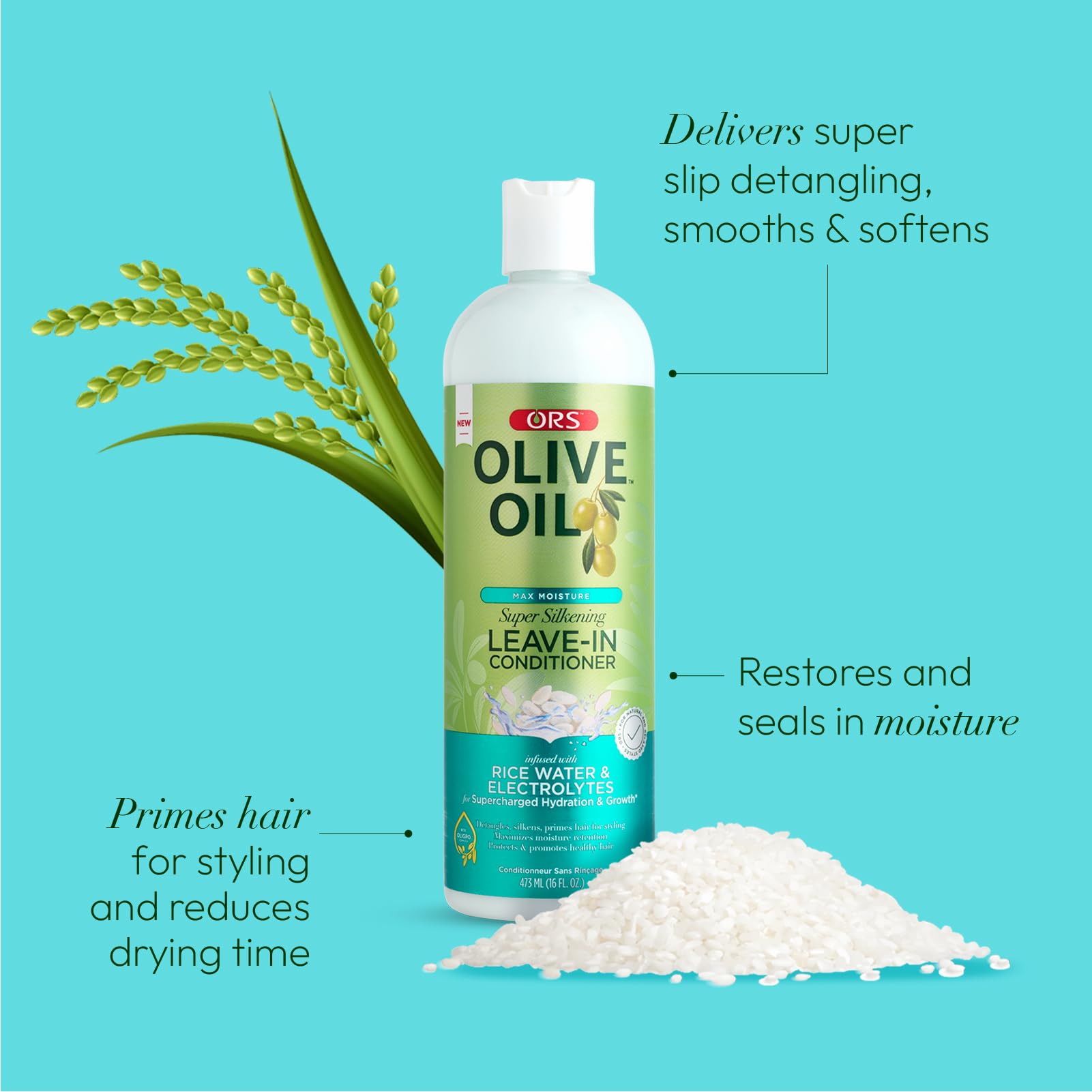 ORS Max Moisture leave in cream with rice water texture shot close up