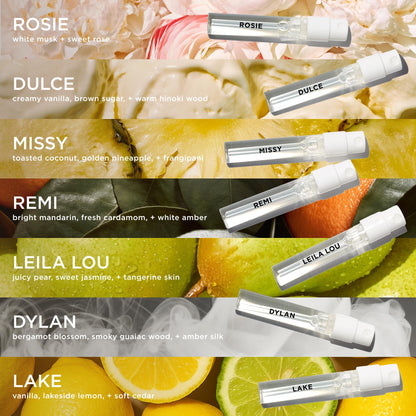 By Rosie Jane fragrance vials organized for travel