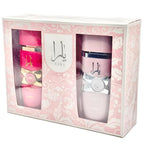 Lattafa two piece fragrance set for women showing the detailed anniversary box