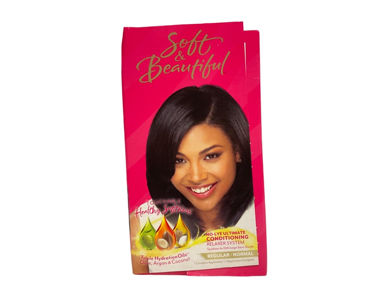 Soft And Beautiful imported USA hair relaxer kit regular formulation packaging detailing ingredients