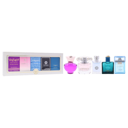 Travel size Versace variety perfume collection gift packaging and 5 milliliter collector bottles