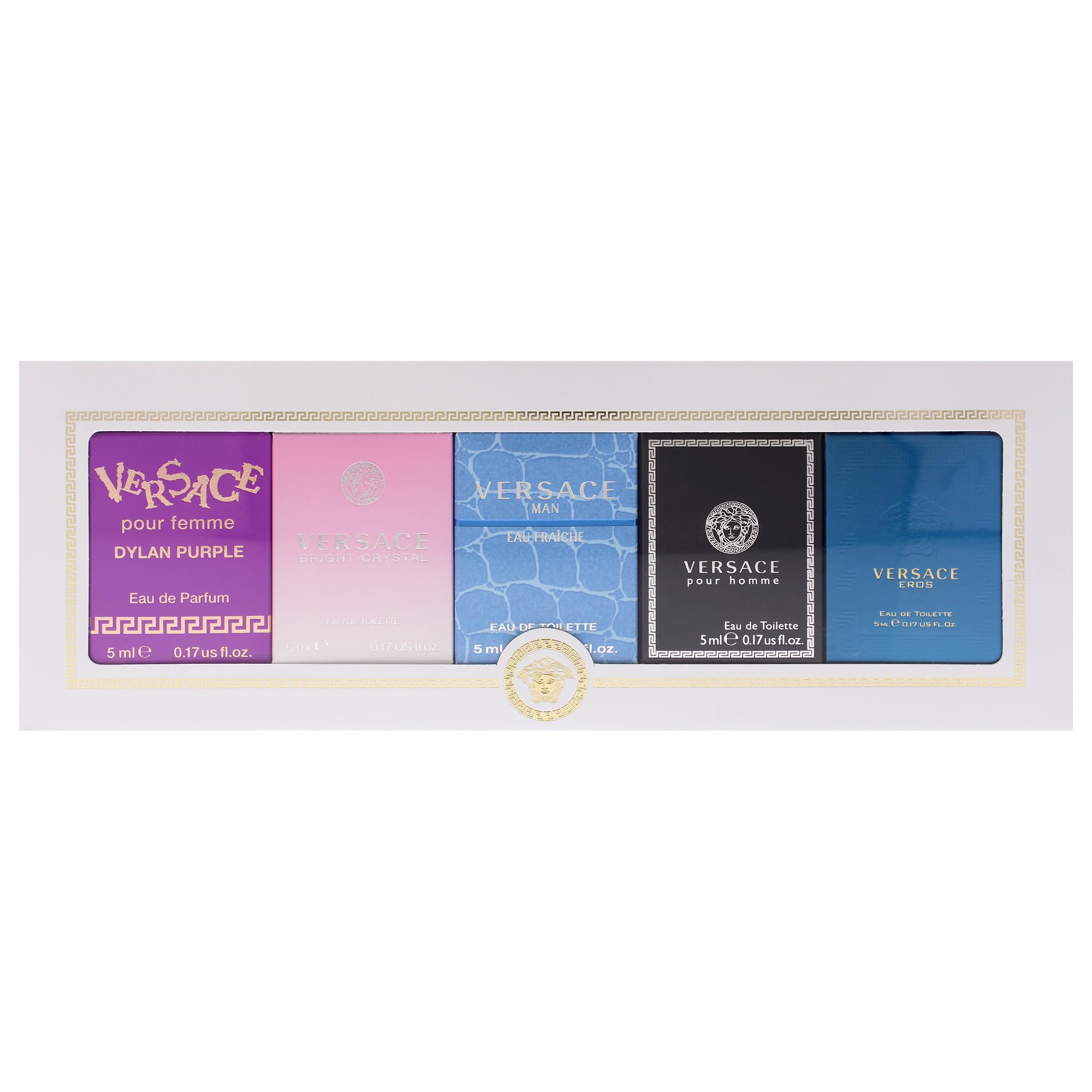 Authentic USA imported Versace five piece miniature assortment for men and women