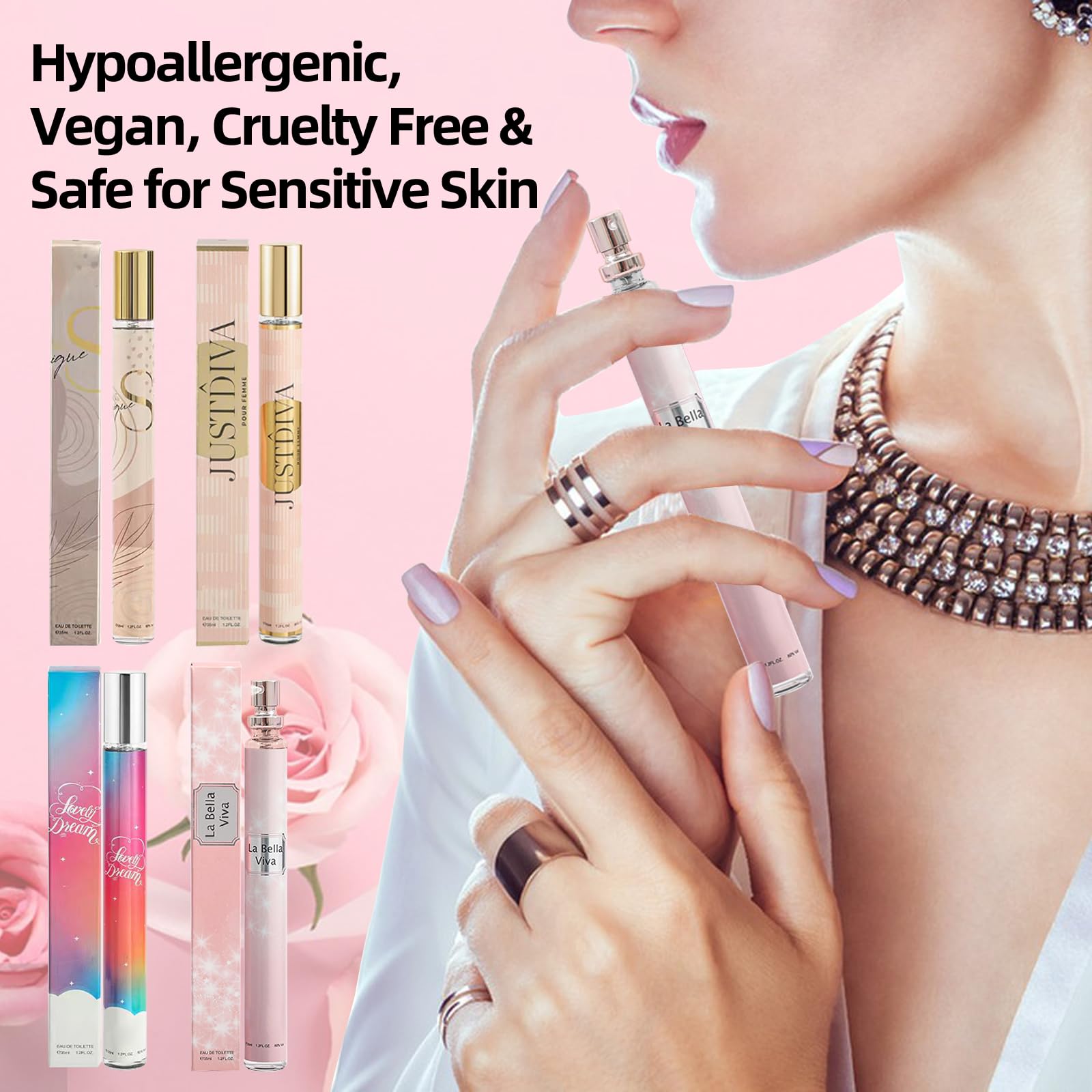 Four bottles of Clothes Of Skin travel size eau de toilette