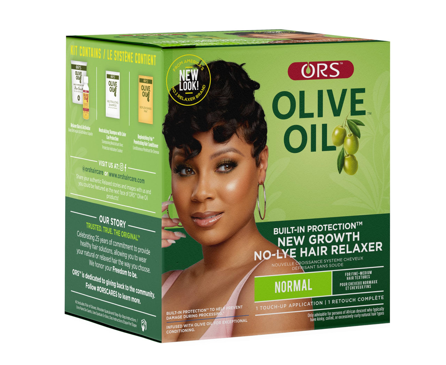 ORS organic root stimulator new growth relaxer kit contents showcasing the olive oil formula.