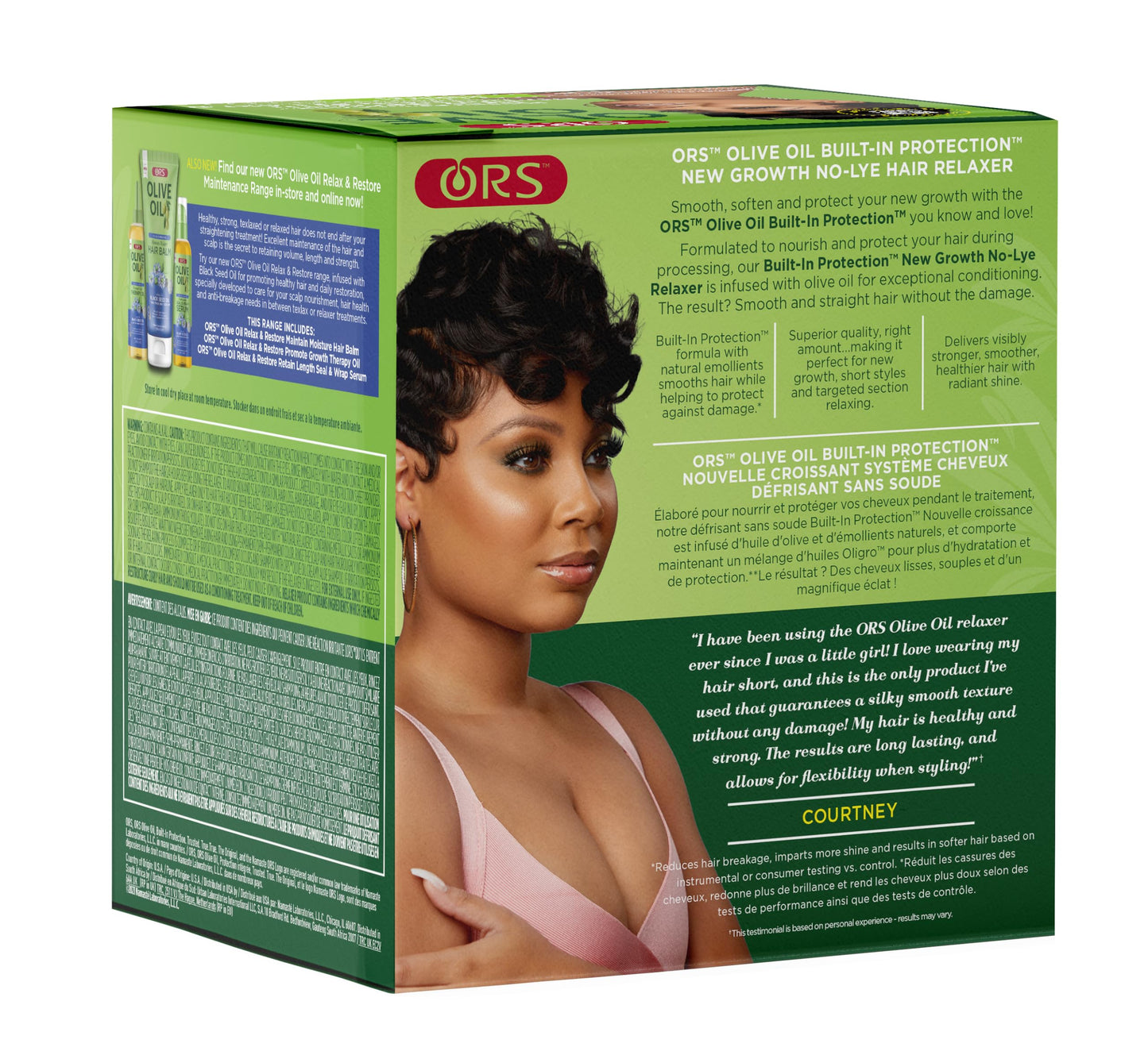 Authentic ORS olive oil protection system for fine to medium textured hair processing.