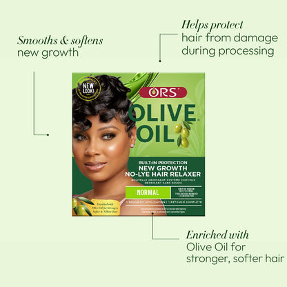 ORS olive oil normal strength moisturizing relaxer cream kit close up view.