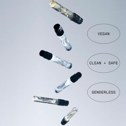 Six individual DedCool scent samples displayed outside the metal tin.