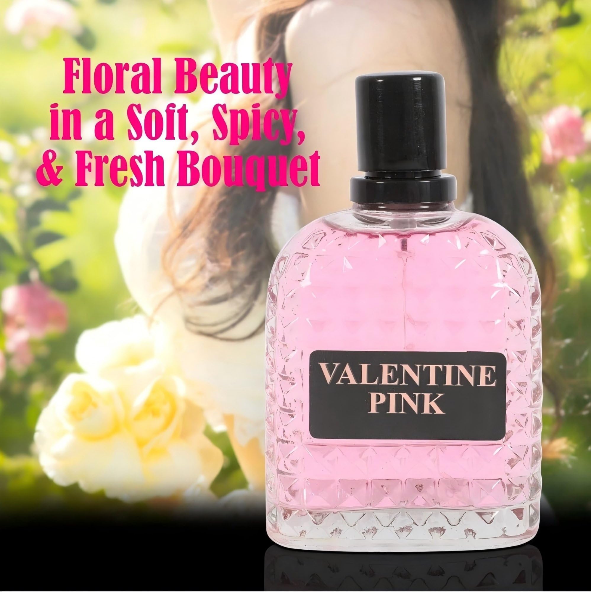Close up of A Center floral fragrance bottle