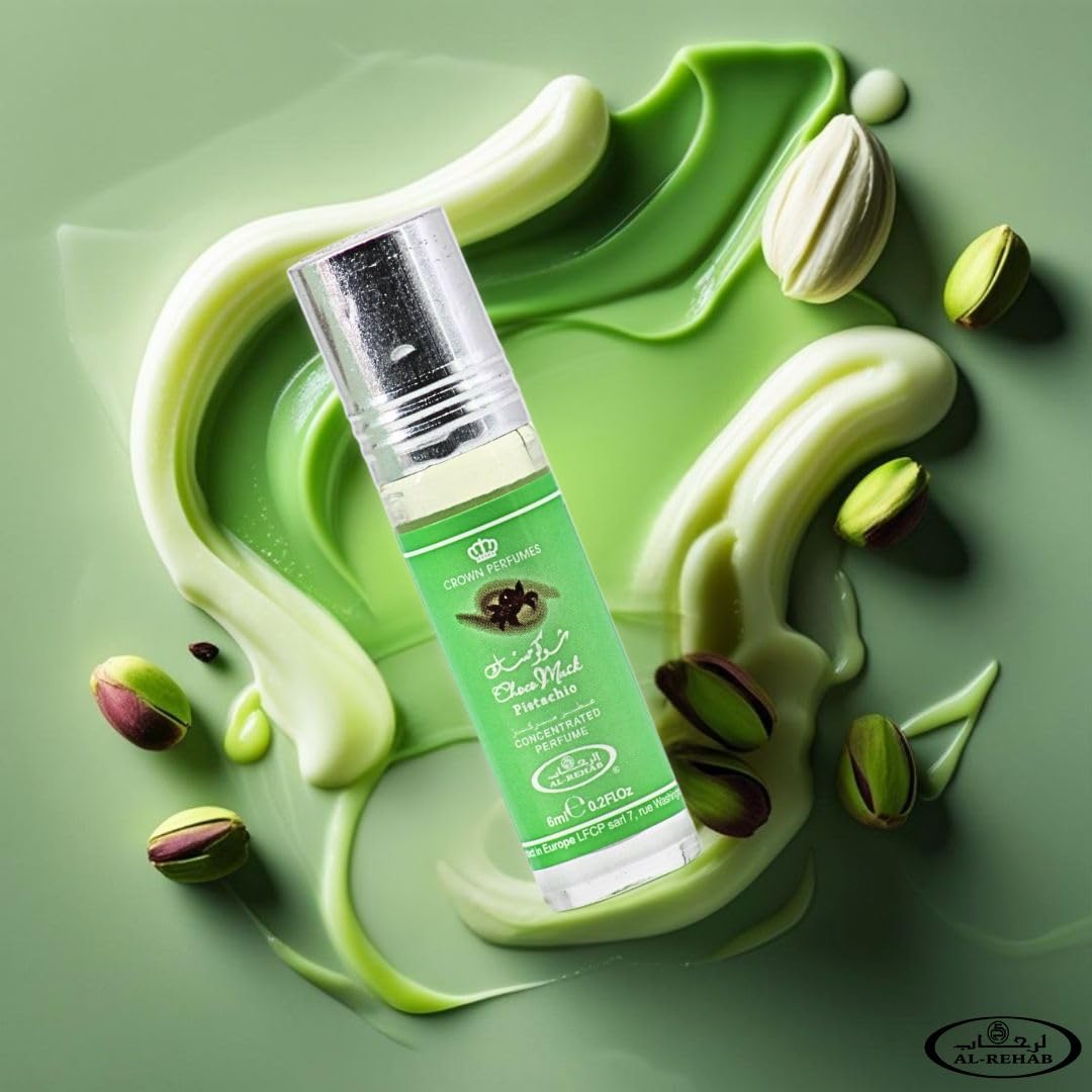 Al-Rehab Choco Musk variant bottles revealing the rollerball applicator tip for pulse point application.