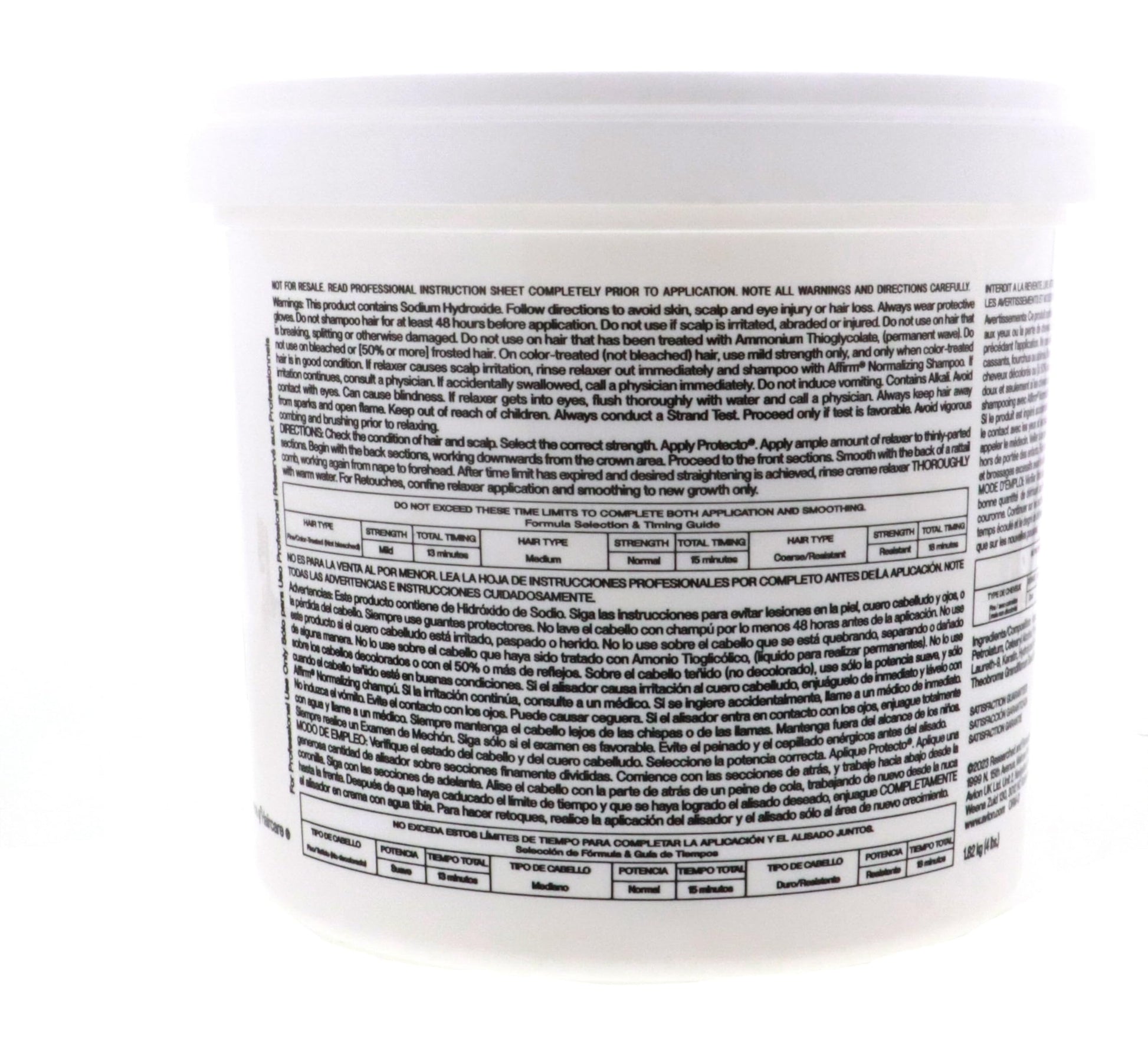 4 pound jar of Avlon Affirm normal strength relaxer for salon use