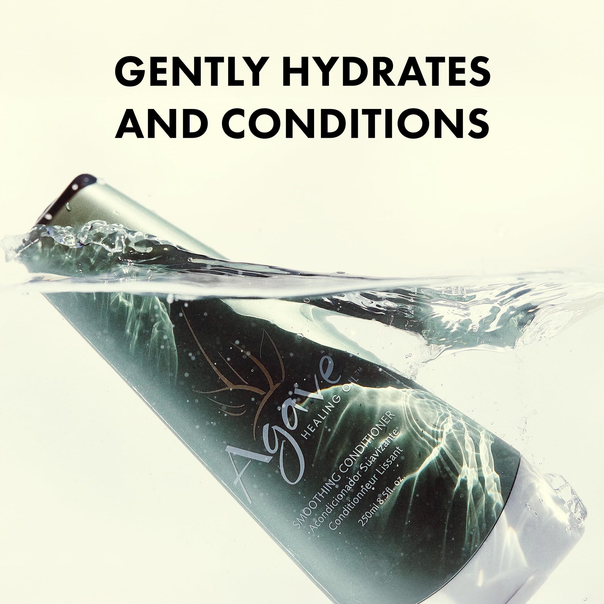 Back packaging details of the sulfate free color safe agave smoothing hair conditioner.