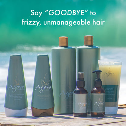 Texture shot of the creamy and lightweight Agave smoothing conditioner formula.