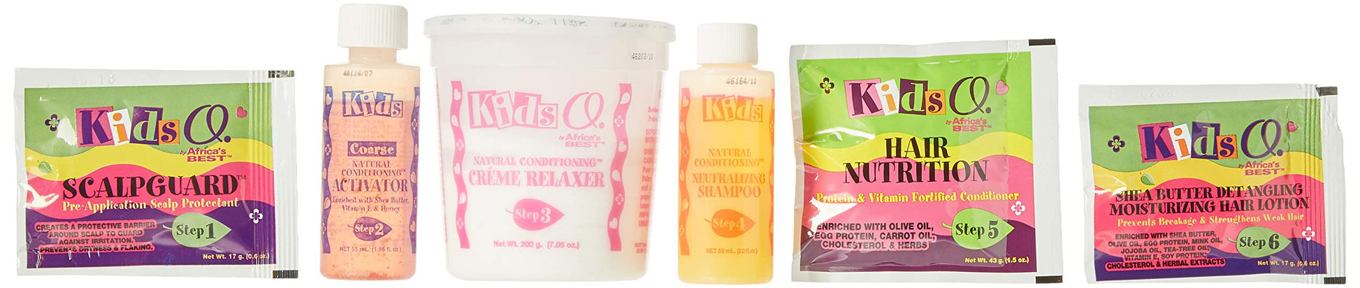 Back label of Africa's Best Kids Organics Conditioning Relaxer with complete directions and safety warnings
