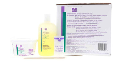 Avlon Affirm sensitive scalp four step hair straightening treatment component on a clean white background