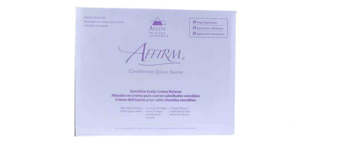 Avlon Affirm moisture plus dry hair relaxer kit for professional salon chemical straightening.