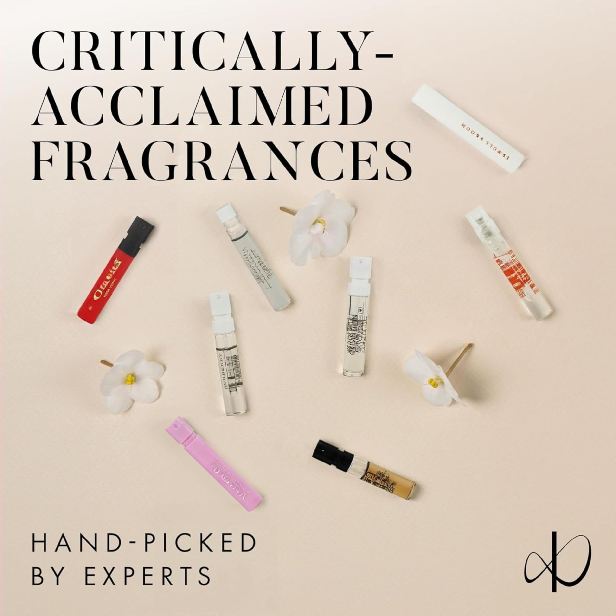 Infinite Scents luxury women fragrance collection featuring an assortment of floral and fruity sample sprays.