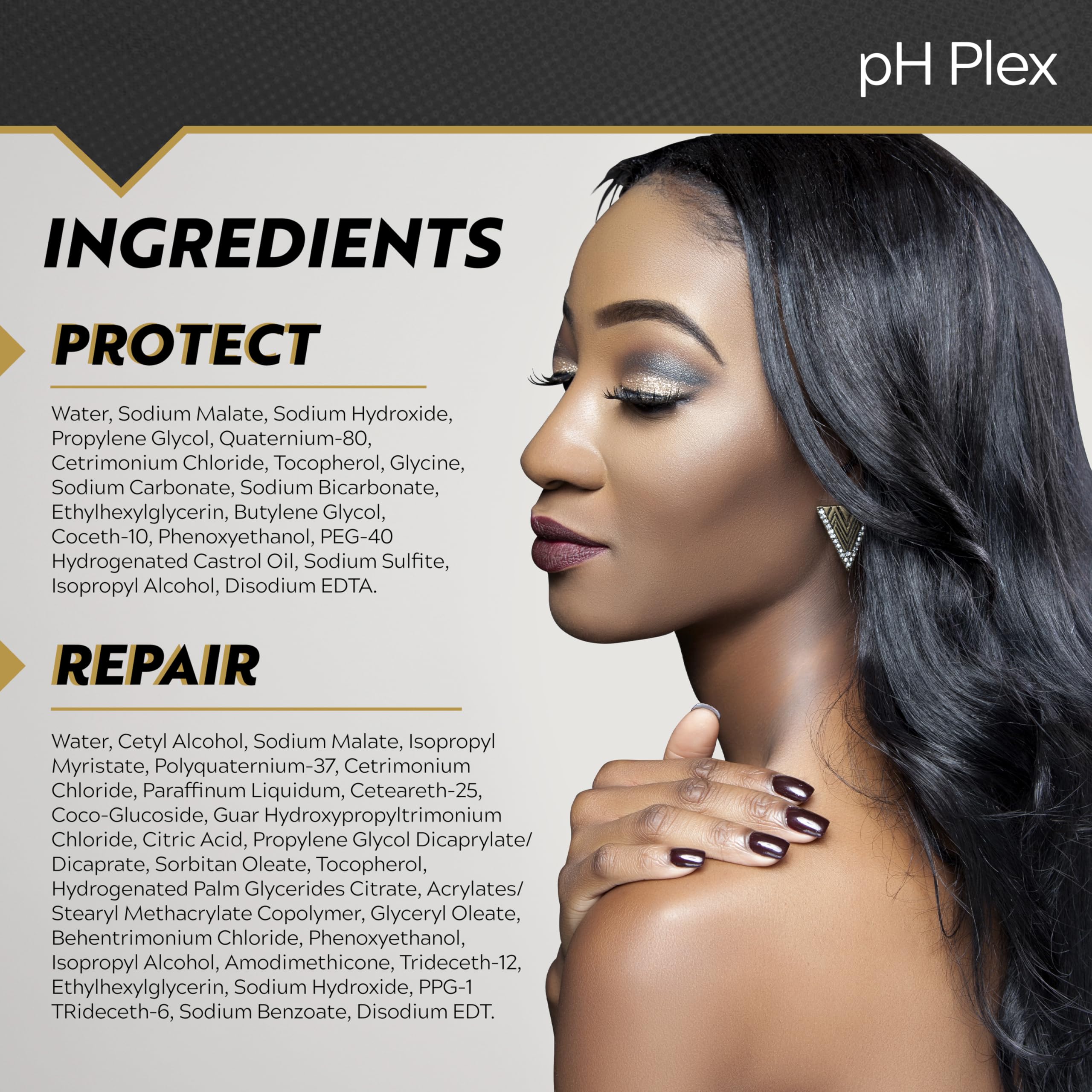 LIW pH Plex dual sachet showing Step 1 Protect and Step 2 Repair instructions