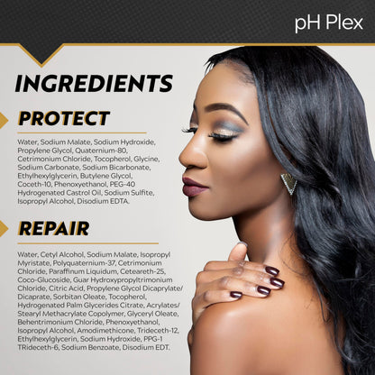 LIW pH Plex dual sachet showing Step 1 Protect and Step 2 Repair instructions