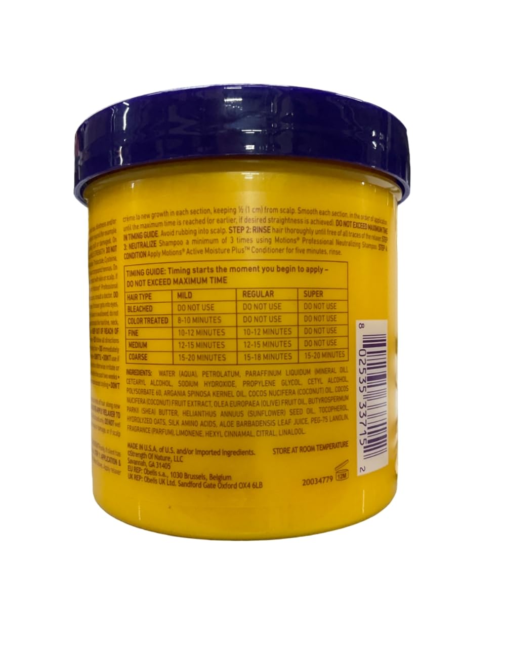 Two jars of Motions Professional regular strength texture management formula with nourishing argan oil