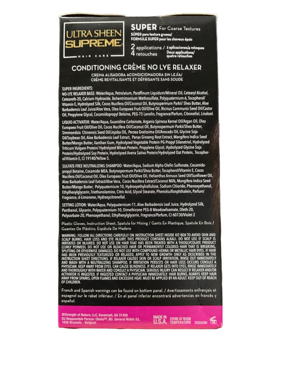 Ultra Sheen Supreme Super hair relaxer kit for coarse hair textures