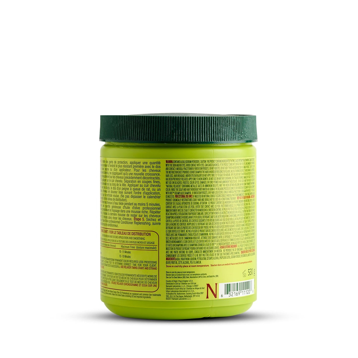 Salon grade ORS olive oil conditioning relaxer cream formulation for silky smooth hair.