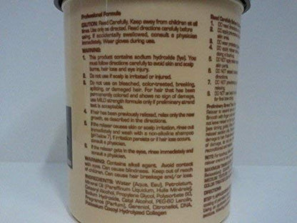 TCB professional strength hair relaxer cream package label showing protein and DNA ingredients