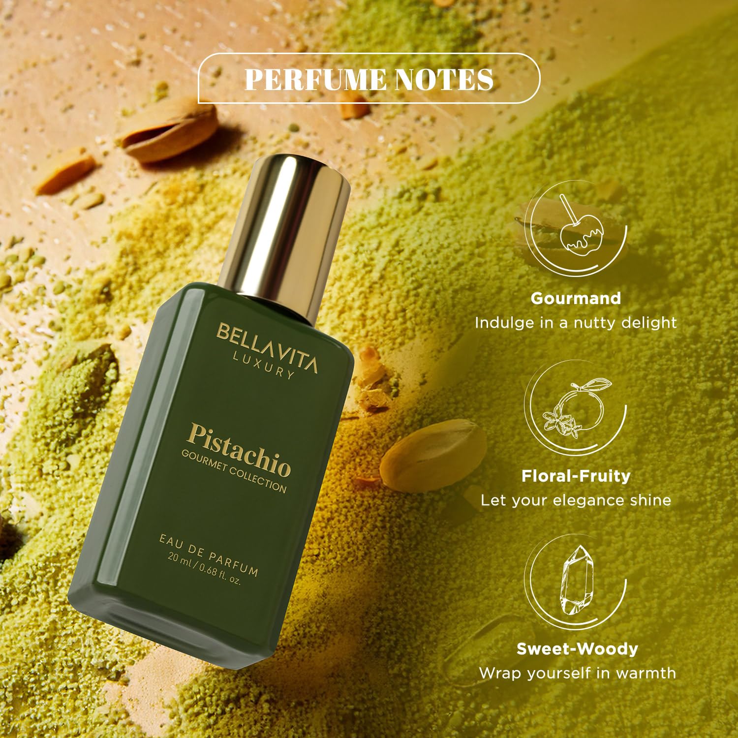 Top view of Bella Vita Gourmet Collection perfume bottles