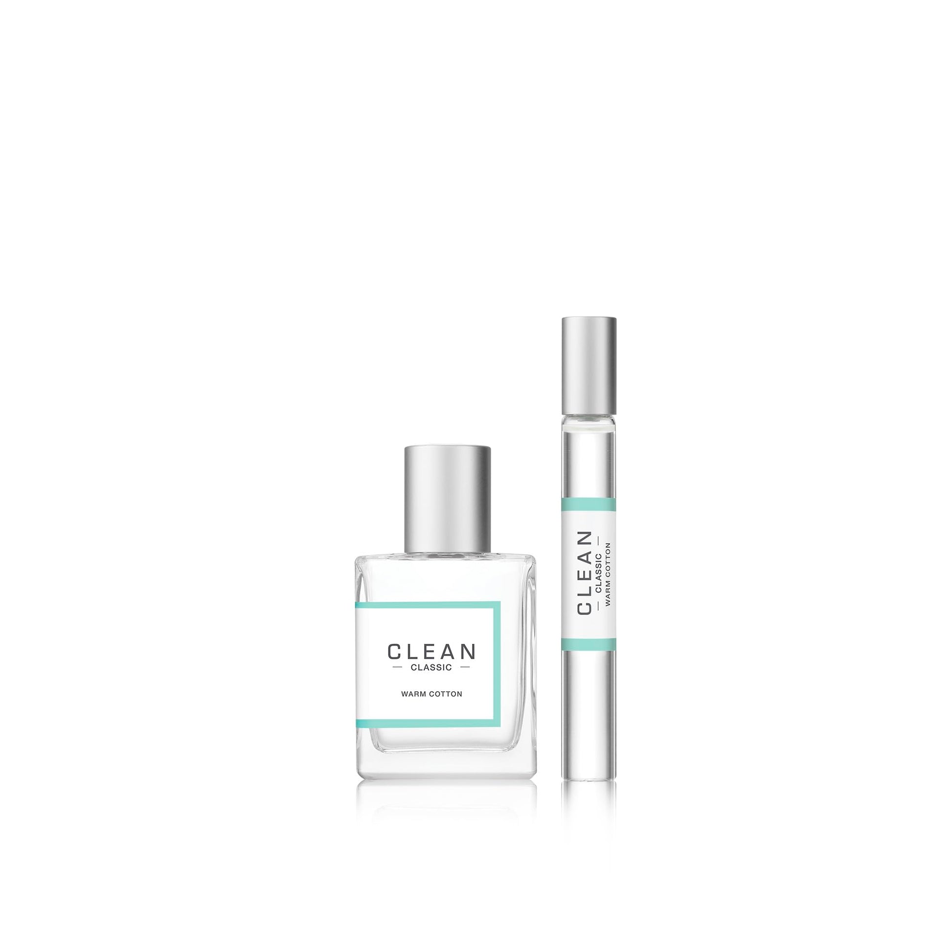 Clean Classic fragrance gift set unboxed showing both premium bottles side by side