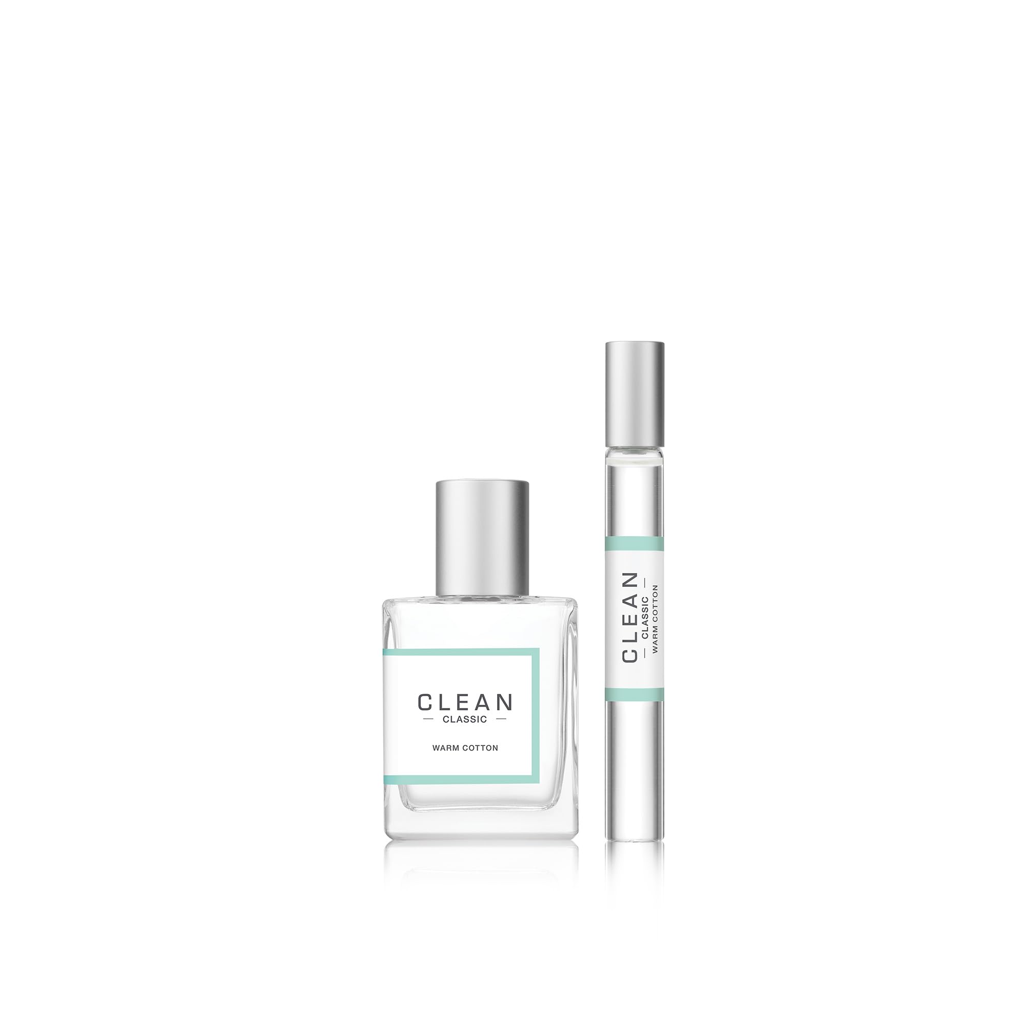 Clean Classic fragrance gift set unboxed showing both premium bottles side by side
